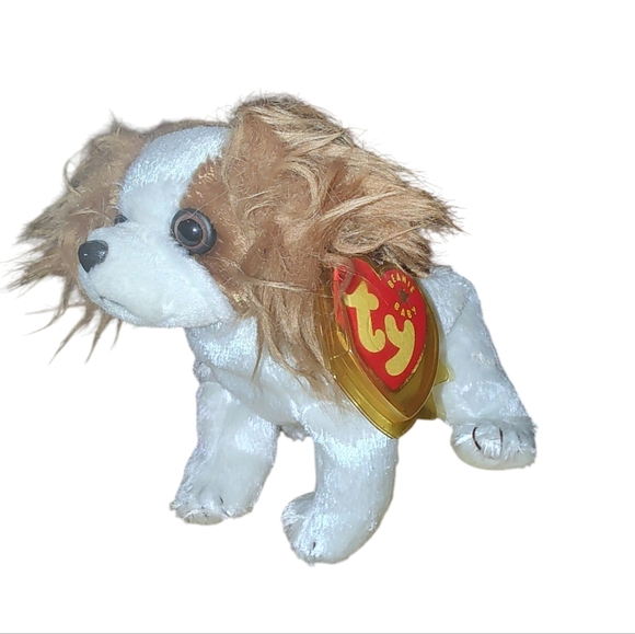 Vintage Ty Beanie Babies Collection "Regal" White and Brown Plush Dog Toy - Picture 1 of 5
